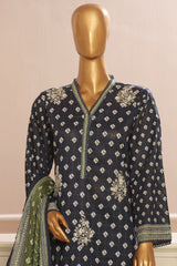 Bin Saeed Stitched 3 Piece Exclusive Emb Lawn Vol-01 Collection-SM-1507-Blue