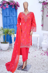 Bin Saeed Stitched 3 Piece Cutworkari Emb Lawn Vol-04 Suit-SM-755-Red