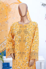 Bin Saeed Stitched 3 Piece Cutworkari Emb Lawn Vol-04 Suit-SM-756-Yellow