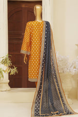 Bin Saeed Stitched 3 Piece Exclusive Emb Lawn Vol-01 Collection-SM-1508-Mustard