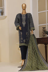 Bin Saeed Stitched 3 Piece Exclusive Emb Lawn Vol-01 Collection-SM-1510-Navy Blue