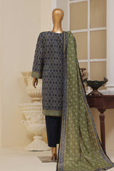 Bin Saeed Stitched 3 Piece Exclusive Emb Lawn Vol-01 Collection-SM-1510-Navy Blue
