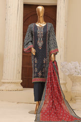 Bin Saeed Stitched 3 Piece Exclusive Emb Lawn Vol-01 Collection-SM-1509-Grey