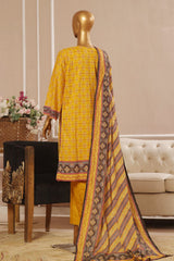 Bin Saeed Stitched 3 Piece Exclusive Emb Lawn Vol-01 Collection-SM-1511-Mustard