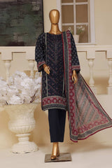 Bin Saeed Stitched 3 Piece Exclusive Emb Lawn Vol-01 Collection-SM-763-Black