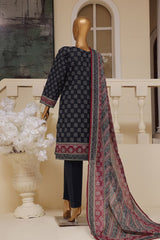Bin Saeed Stitched 3 Piece Exclusive Emb Lawn Vol-01 Collection-SM-SM-1512-Blue