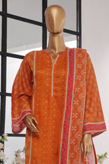 Bin Saeed Stitched 3 Piece Exclusive Printed Lawn Vol-02 Collection-SM-1427-Orange