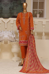 Bin Saeed Stitched 3 Piece Exclusive Emb Lawn Vol-01 Collection-SM-1513-Orange