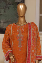 Bin Saeed Stitched 3 Piece Exclusive Emb Lawn Vol-01 Collection-SM-1513-Orange