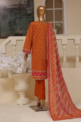 Bin Saeed Stitched 3 Piece Exclusive Emb Lawn Vol-01 Collection-SM-1513-Orange