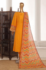Bin Saeed Stitched 3 Piece Exclusive Lawn Frock Vol-01 Collection-SM-1483-Orange