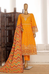 Bin Saeed Stitched 3 Piece Exclusive Lawn Frock Vol-01 Collection-SM-1483-Orange