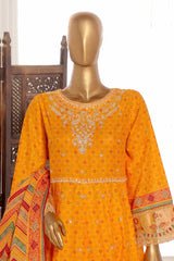 Bin Saeed Stitched 3 Piece Exclusive Lawn Frock Vol-01 Collection-SM-1483-Orange