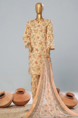 Bin Saeed Stitched 3 Piece Exclusive Printed Lawn Vol-08 Suit-SMK-1173-Skin