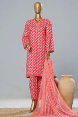 Bin Saeed Stitched 3 Piece Exclusive Printed Lawn Vol-08 Collection'2024-SMK-1174-Pink