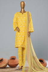 Bin Saeed Stitched 3 Piece Exclusive Printed Lawn Vol-08 Suit-SMK-1176-Yellow