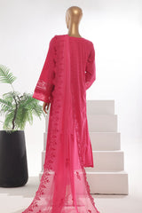 Bin Saeed Stitched 3 Piece Luxury Self & Self Frock Collection-SMK-1595-Magenta