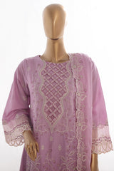 Bin Saeed Stitched 3 Piece Luxury Self & Self Frock Collection-SMK-1598-Purple