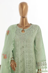 Bin Saeed Stitched 3 Piece Luxury Self & Self Frock Collection-SMK-1599-Pista