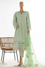 Bin Saeed Stitched 3 Piece Luxury Self & Self Frock Collection-SMK-1599-Pista