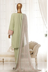 Bin Saeed Stitched 3 Piece Luxury Plain Cotton With Chiffon Dupatta Suit-SMPC-1861-Pista