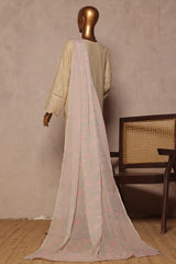 Bin Saeed Stitched 3 Piece Luxury Plain Cotton With Chiffon Dupatta Suit-SMPC-1872-Skin