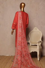 Bin Saeed Stitched 3 Piece Luxe Plain Cotton With Chiffon Dupatta Suit-SMPC-1952-Pink