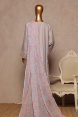 Bin Saeed Stitched 3 Piece Luxe Plain Cotton With Chiffon Dupatta Suit-SMPC-1959-Mauve
