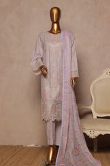 Bin Saeed Stitched 3 Piece Luxe Plain Cotton With Chiffon Dupatta Suit-SMPC-1959-Mauve