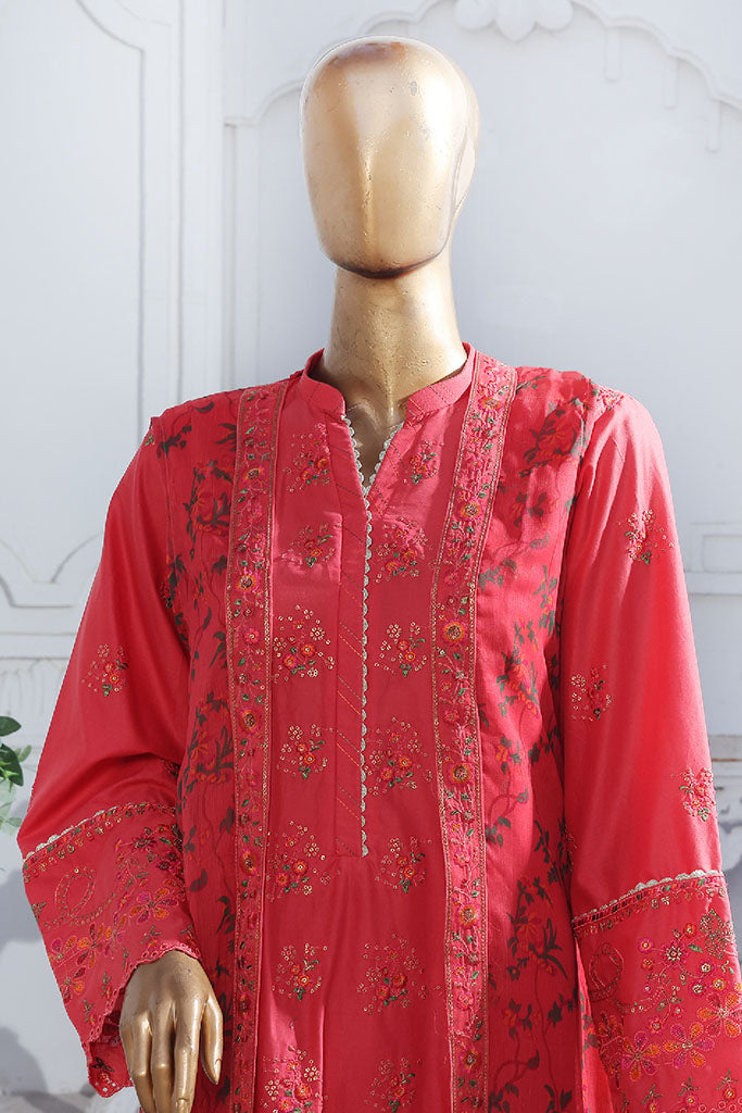 Eid Ka Jora By Bin Saeed Stitched 3 Piece Luxury Emb Chiffon Gown Collection-SMPC-2027-Red