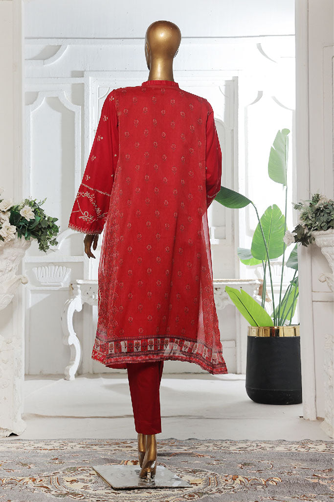 Eid Ka Jora By Bin Saeed Stitched 3 Piece Luxury Emb Chiffon Gown Collection-SMPC-2046-Red