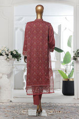 Eid Ka Jora By Bin Saeed Stitched 3 Piece Luxury Emb Chiffon Gown Collection-SMPC-2055-Maroon