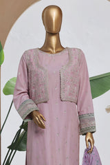 Bin Saeed Stitched 3 Piece Luxury Plain Cotton With Chiffon Dupatta Suit-SMPC-2066-Lilac