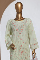 Bin Saeed Stitched 3 Piece Luxury Plain Cotton With Chiffon Dupatta Collection'2025-SMPC-2074-Cream
