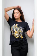 Sprinkles Stitched 1 Piece Summer Shirts Kids Collection'2025-Glitter Zebra Print Tee