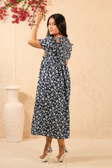 Sprinkles Stitched 1 Piece Summer Shirts Kids Collection'2025-The Duo - Navy Twilight Allover Floral Print Tunic Dress