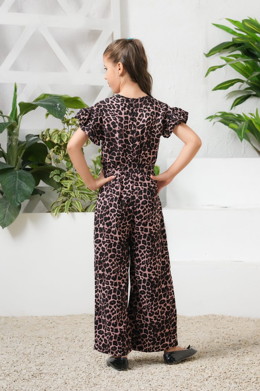 Sprinkles Stitched 1 Piece Summer Jumpsuit Kids Collection'2025-SafariChic - Purple Leopard Print Ruffle Trim Belted Jumpsuit
