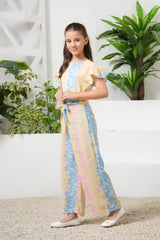 Sprinkles Stitched 1 Piece Summer Jumpsuit Kids Collection'2025-Cosmic Candy Tie-Dye Ruffle Trim Belted Jumpsuit