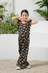 Sprinkles Stitched 1 Piece Summer Jumpsuit Kids Collection'2025-Black Ember Floral Wide Leg Jumpsuit