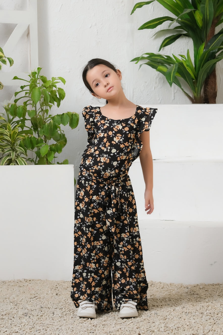 Sprinkles Stitched 1 Piece Summer Jumpsuit Kids Collection'2025-Black Ember Floral Wide Leg Jumpsuit