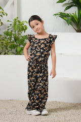 Sprinkles Stitched 1 Piece Summer Jumpsuit Kids Collection'2025-Black Ember Floral Wide Leg Jumpsuit