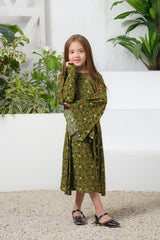 Sprinkles Stitched 1 Piece Summer Shirts Kids Collection'2025-Green Floral Allover Floral Print Tunic Dress