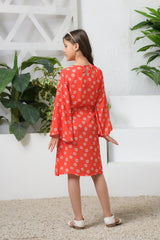 Sprinkles Stitched 1 Piece Summer Shirts Kids Collection'2025-Orange Blossom Match Allover Floral Print Tunic Dress