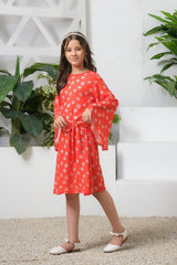 Sprinkles Stitched 1 Piece Summer Shirts Kids Collection'2025-Orange Blossom Match Allover Floral Print Tunic Dress