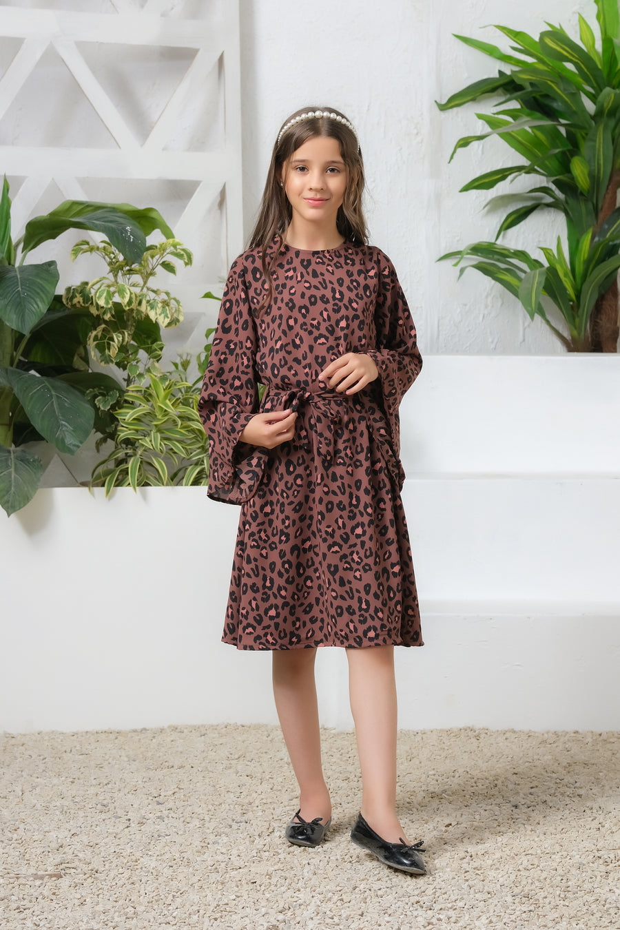 Sprinkles Stitched 1 Piece Summer Shirts Kids Collection'2025-Leopard Print Pair Allover Print Tunic Dress