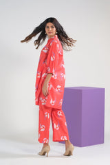 Sprinkles Stitched 2 Piece Summer Co Ord Sets Women Collection'2025-Bean Red Lavender - Cambric