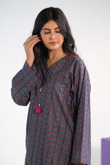 Sprinkles Stitched 2 Piece Summer Co Ord Sets Women Collection'2025-Linear Chevron - Cambric