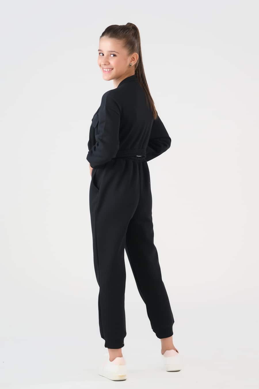 Sprinkles Stitched 2 Piece Winter Co Ord Sets Kids Collection'2025-Crop Jacket With Jogger Pant - Black
