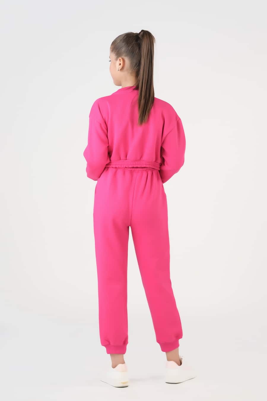 Sprinkles Stitched 2 Piece Winter Co Ord Sets Kids Collection'2025-Crop Jacket With Jogger Pant - Hot Pink