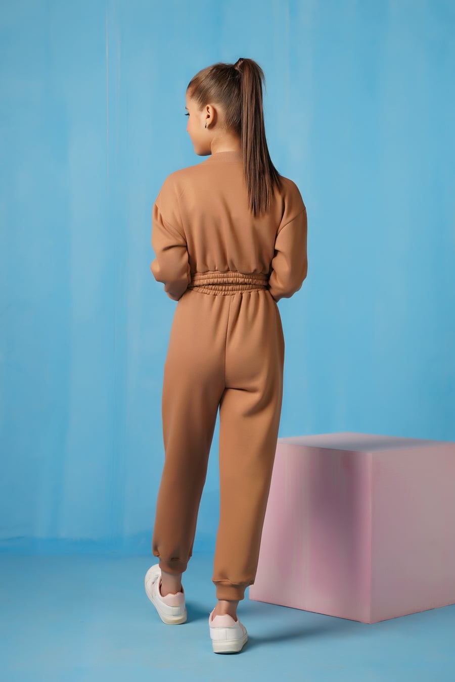 Sprinkles Stitched 2 Piece Winter Co Ord Sets Kids Collection'2025-Crop Jacket With Jogger Pant - Coffee Brown